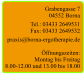 Grabengasse 7 04552 Borna  Tel.: 03433 2649531 Fax: 03433 2649532  praxis@borna-ergotherapie.de  Öffnungszeiten: Montag bis Freitag 8.00-12.00 und 13.00 bis 18.00